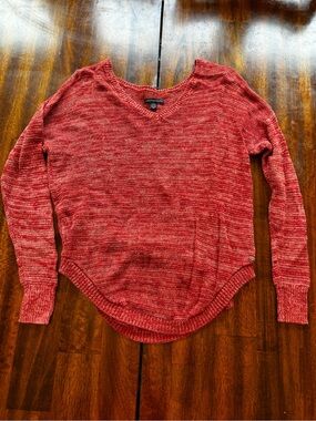American Eagle Outfitters Cozy Marled Red V-Neck Sweater - Vintage Soft Style